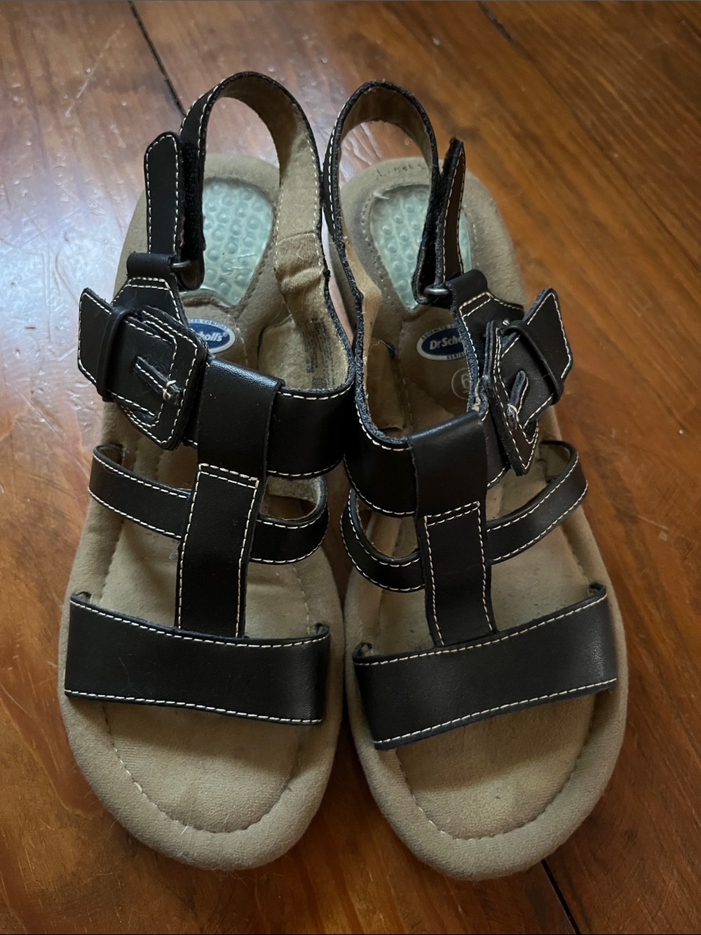 Dr. Scholl's Black  Leather Comfort Sandals